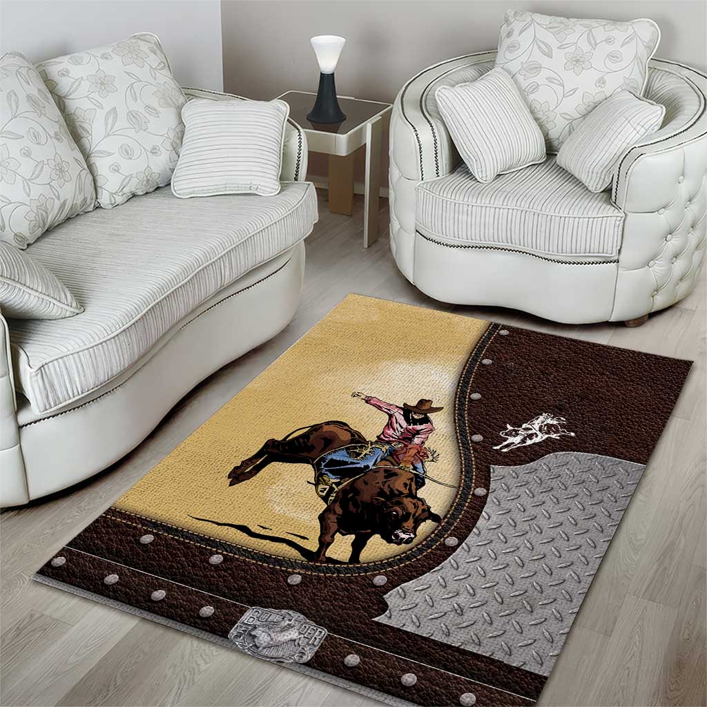 Bull Riding Area Rug Cowboy Courage Rodeo DT03
