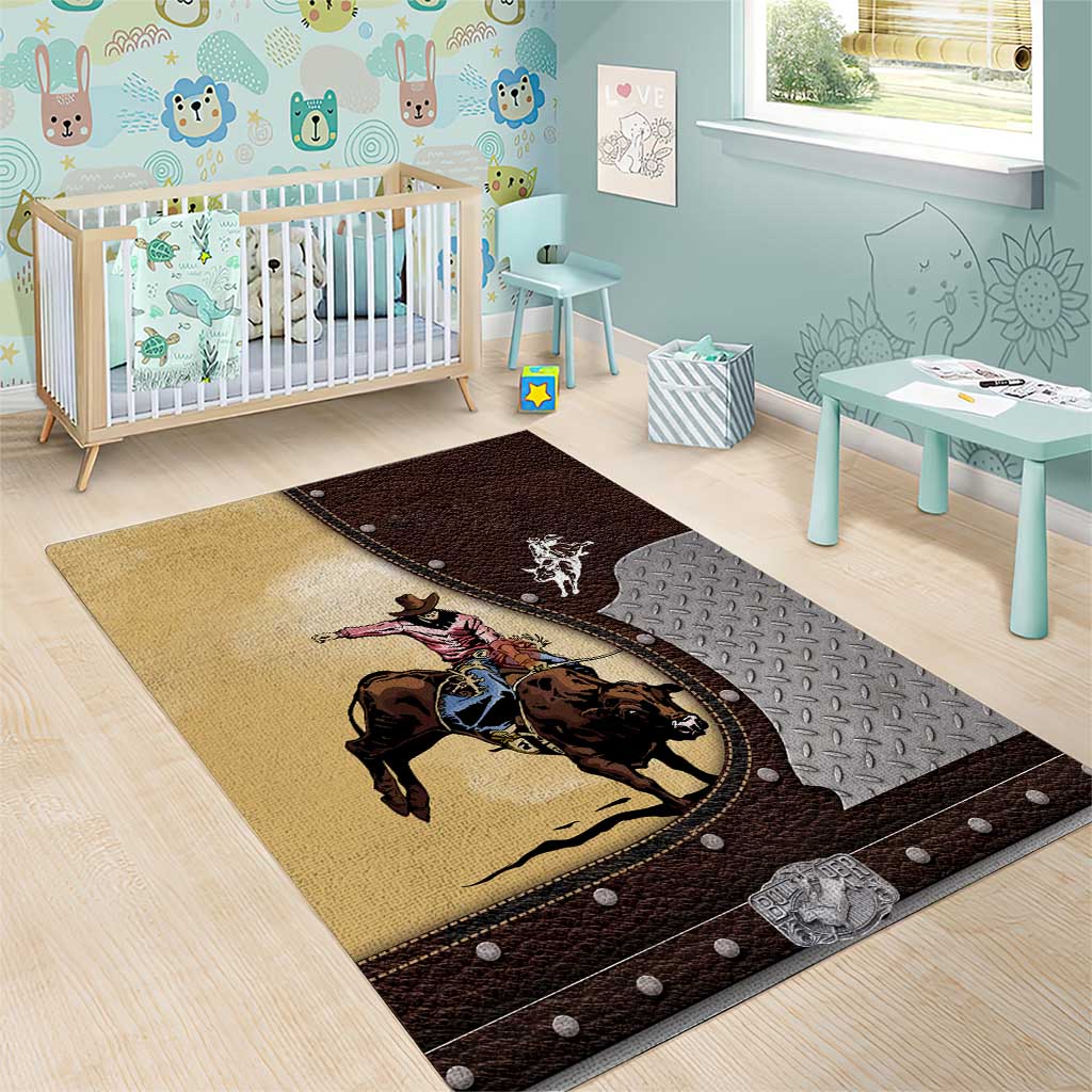 Bull Riding Area Rug Cowboy Courage Rodeo DT03