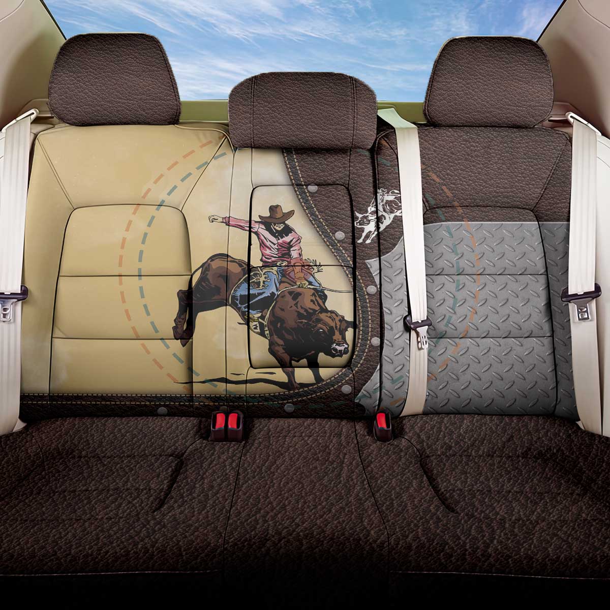 Name Bull Riding Back Car Seat Cover Cowboy Courage Rodeo