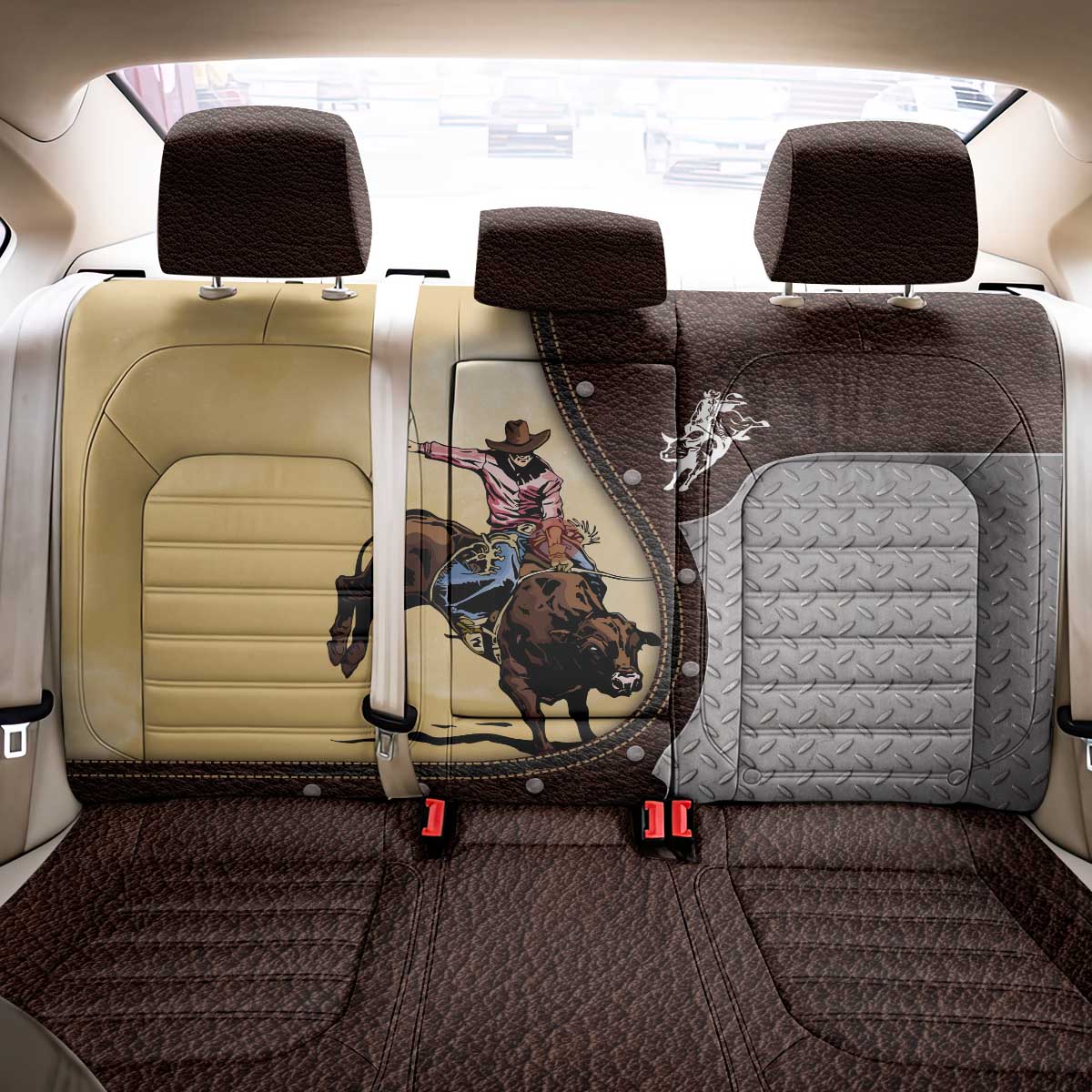 Bull Riding Back Car Seat Cover Cowboy Courage Rodeo DT03