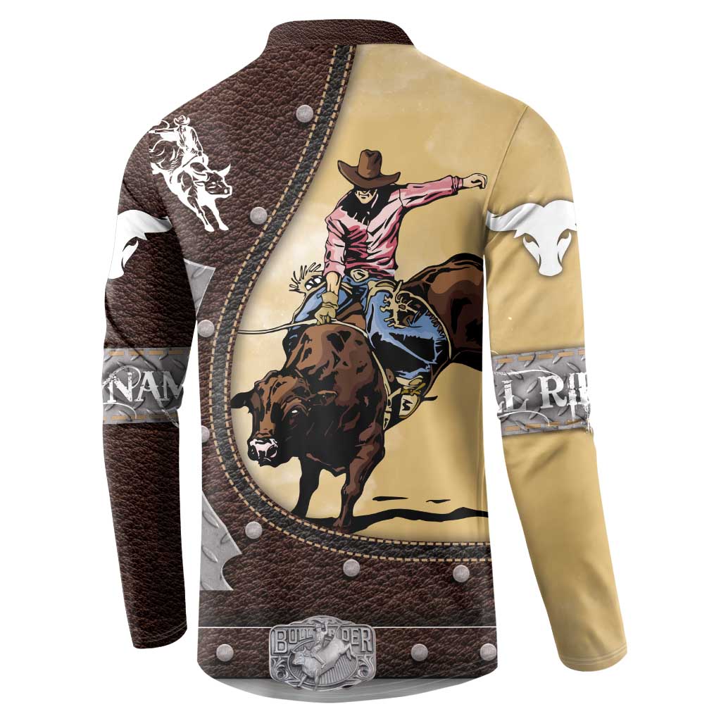 Personalized Name Bull Riding Button Sweatshirt Cowboy Courage Rodeo