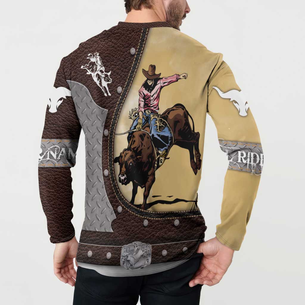 Personalized Name Bull Riding Button Sweatshirt Cowboy Courage Rodeo