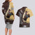 Personalized Name Bull Riding Couples Matching Long Sleeve Bodycon Dress and Hawaiian Shirt Cowboy Courage Rodeo