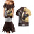 Personalized Name Bull Riding Couples Matching Mermaid Dress and Hawaiian Shirt Cowboy Courage Rodeo