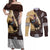 Personalized Name Bull Riding Couples Matching Off Shoulder Maxi Dress and Long Sleeve Button Shirt Cowboy Courage Rodeo