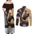 Personalized Name Bull Riding Couples Matching Off Shoulder Maxi Dress and Long Sleeve Button Shirt Cowboy Courage Rodeo
