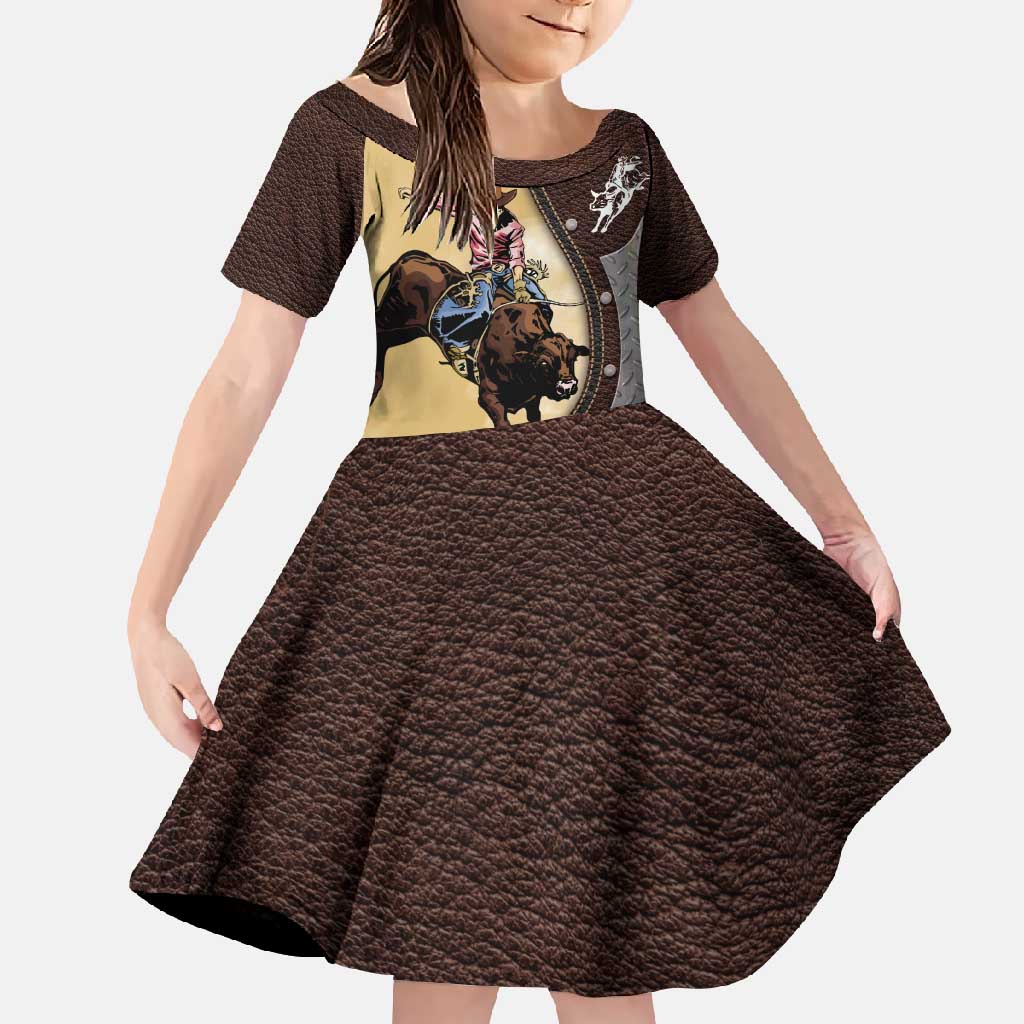 Personalized Name Bull Riding Family Matching Off Shoulder Maxi Dress and Hawaiian Shirt Cowboy Courage Rodeo