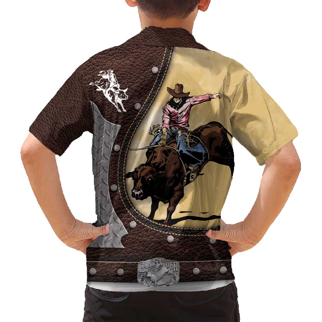Personalized Name Bull Riding Family Matching Puletasi and Hawaiian Shirt Cowboy Courage Rodeo