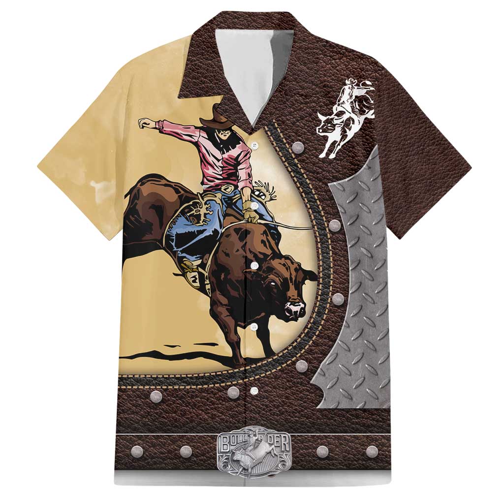 Personalized Name Bull Riding Family Matching Short Sleeve Bodycon Dress and Hawaiian Shirt Cowboy Courage Rodeo