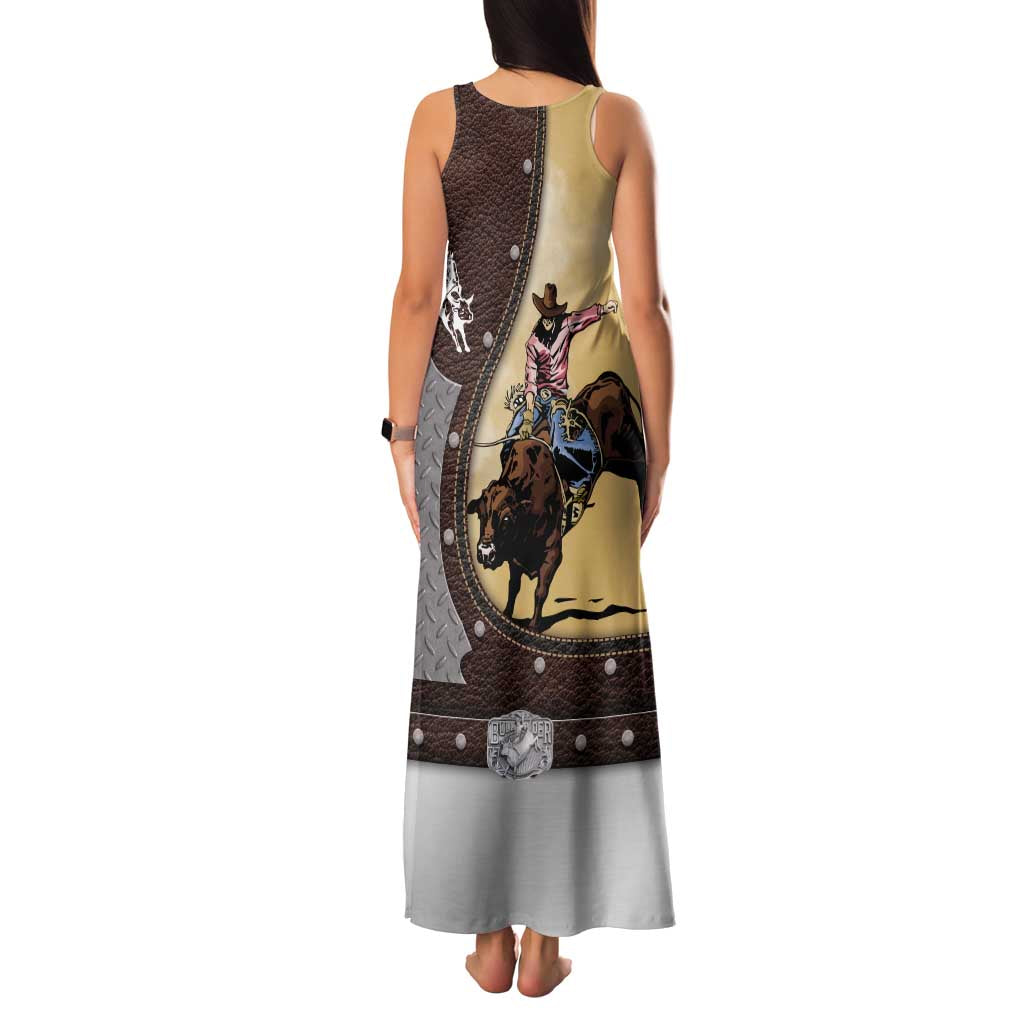 Personalized Name Bull Riding Family Matching Tank Maxi Dress and Hawaiian Shirt Cowboy Courage Rodeo