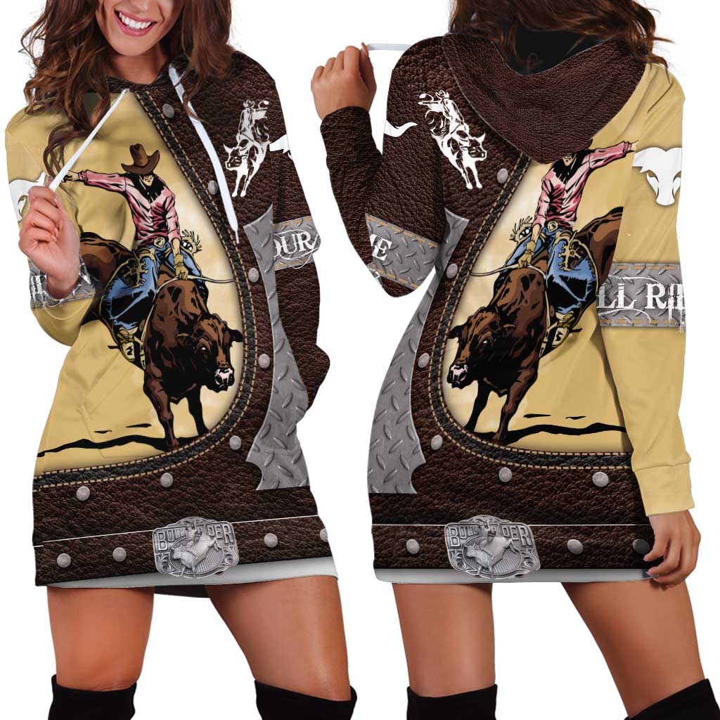 Personalized Name Bull Riding Hoodie Dress Cowboy Courage Rodeo