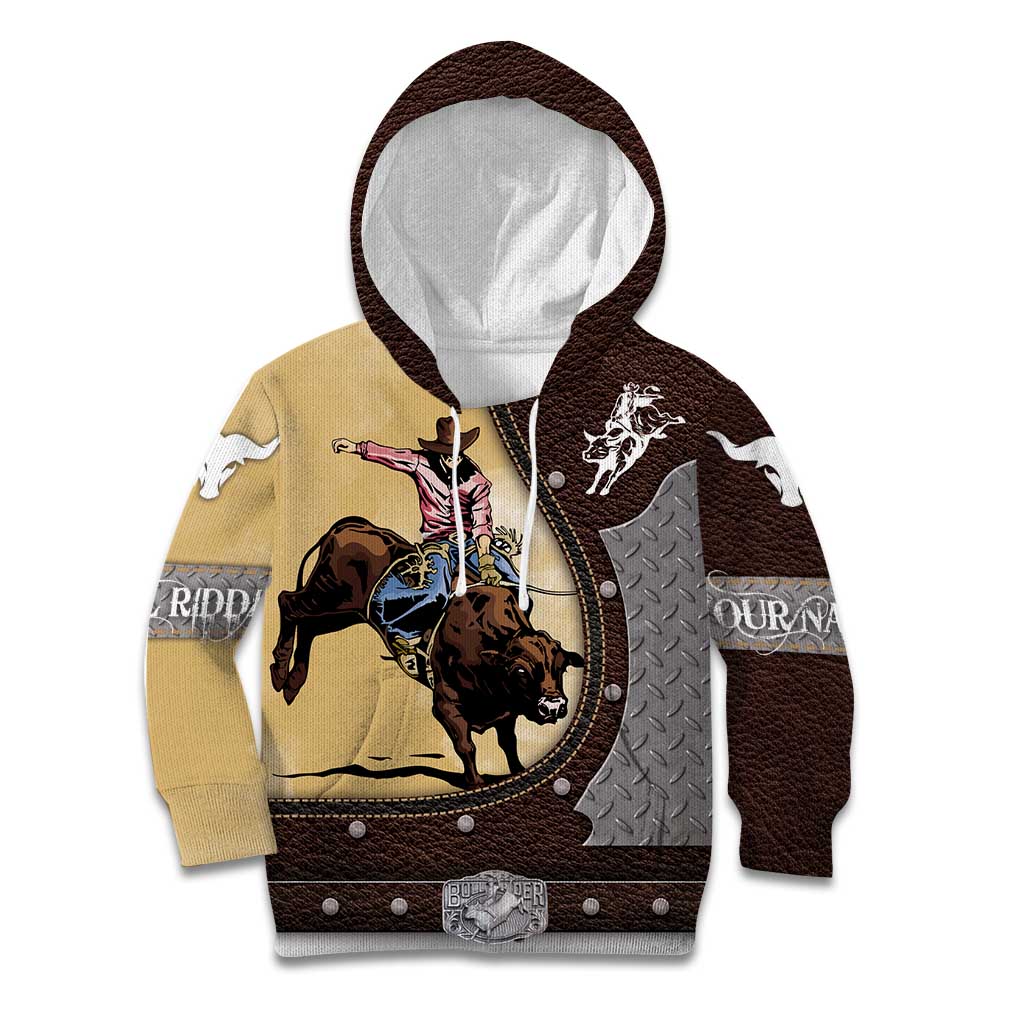 Personalized Name Bull Riding Kid Hoodie Cowboy Courage Rodeo