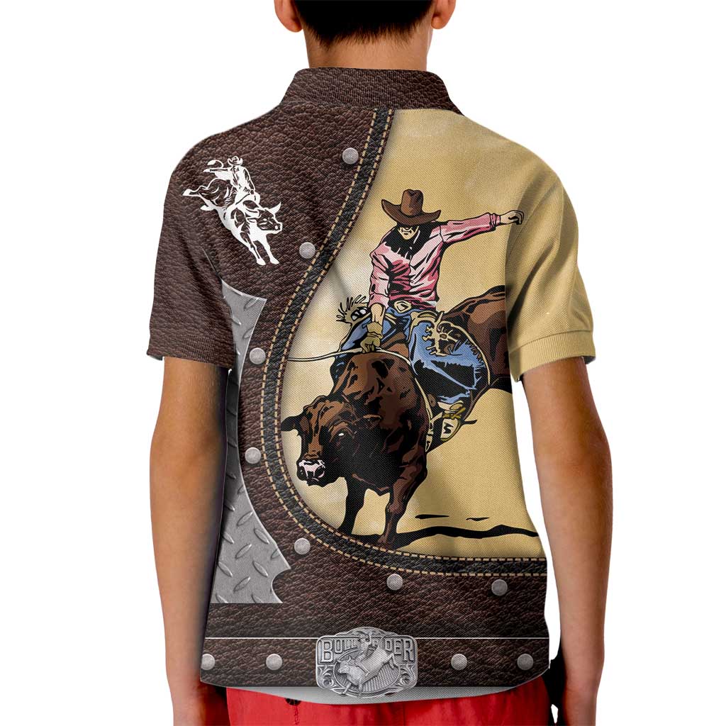 Personalized Name Bull Riding Kid Polo Shirt Cowboy Courage Rodeo