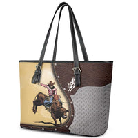 Bull Riding Leather Tote Bag Cowboy Courage Rodeo DT03