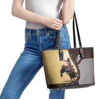Bull Riding Leather Tote Bag Cowboy Courage Rodeo DT03