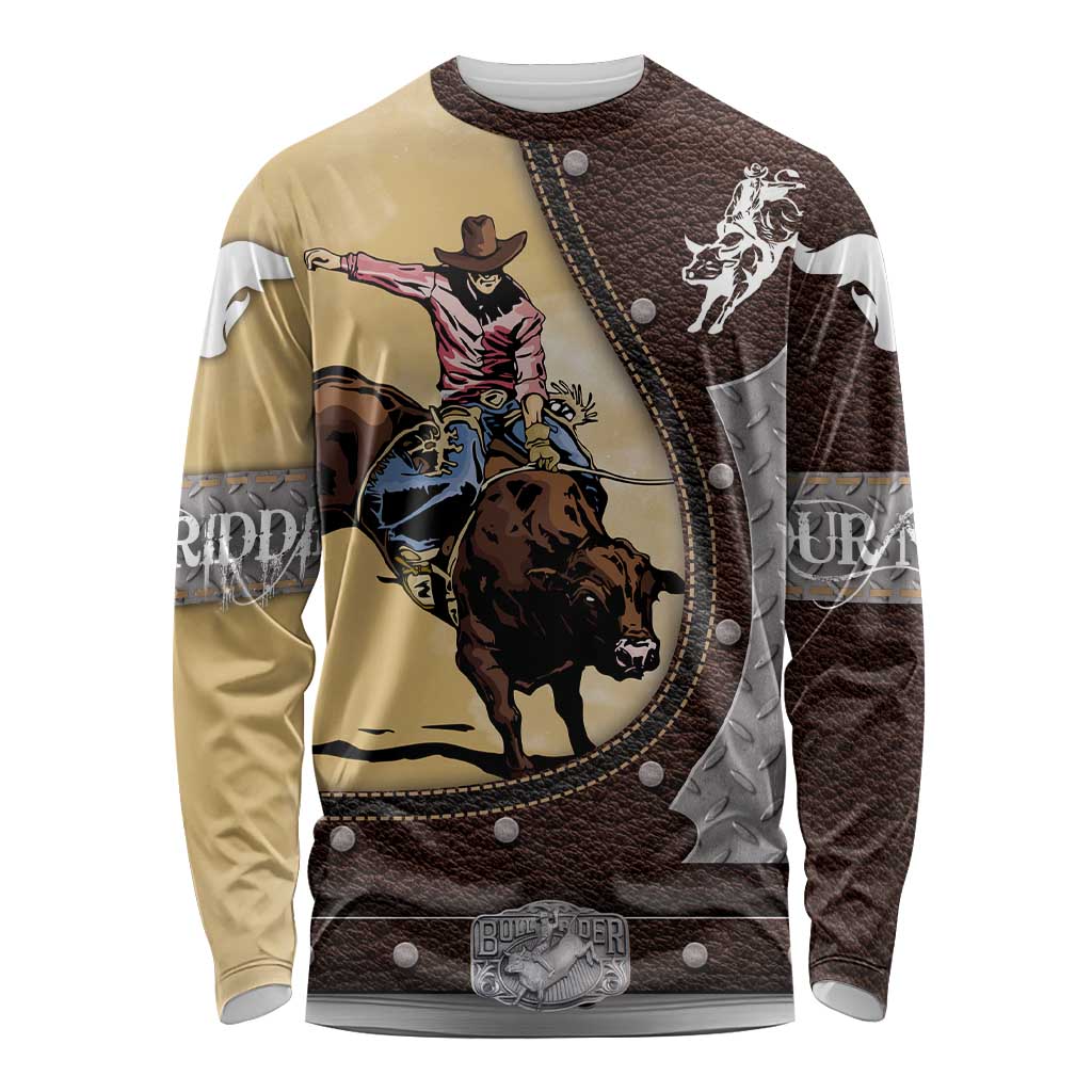 Personalized Name Bull Riding Long Sleeve Shirt Cowboy Courage Rodeo