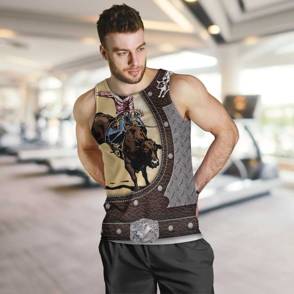 Personalized Name Bull Riding Men Tank Top Cowboy Courage Rodeo