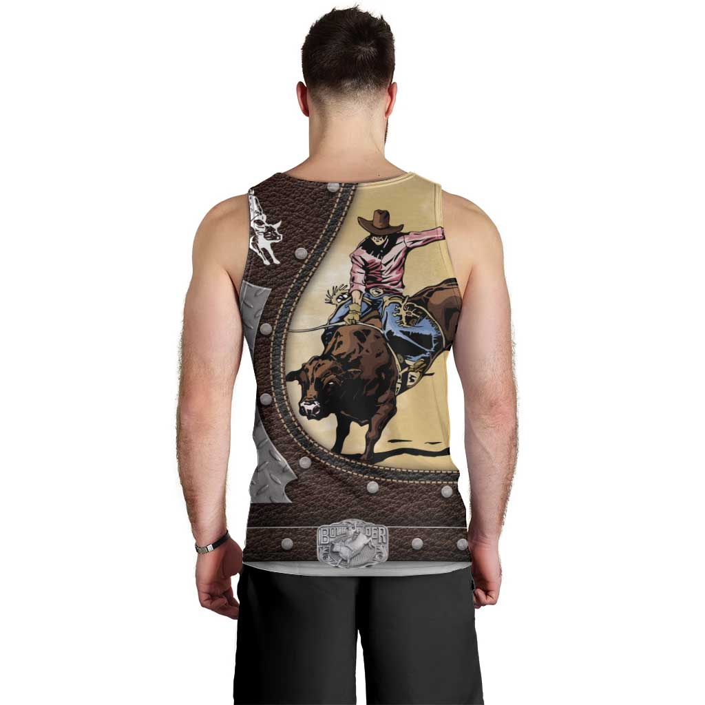 Personalized Name Bull Riding Men Tank Top Cowboy Courage Rodeo