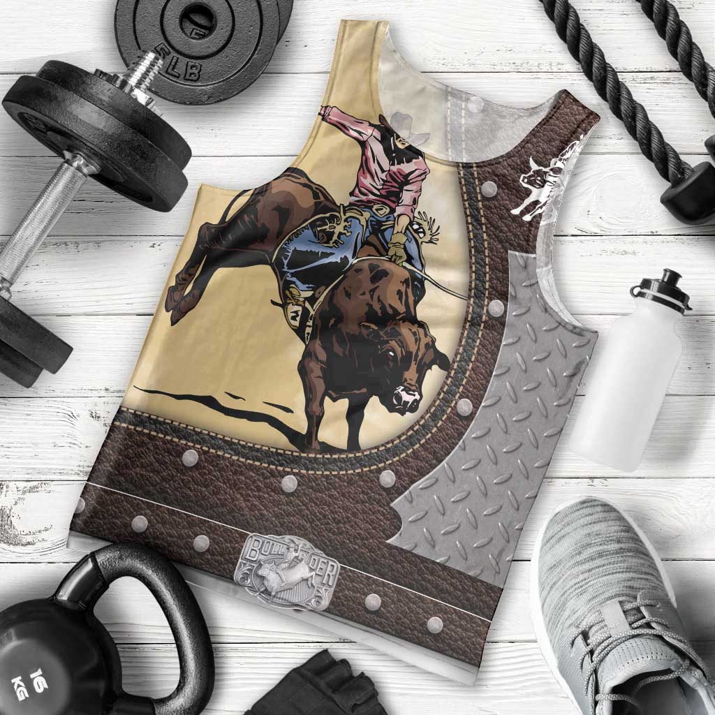 Personalized Name Bull Riding Men Tank Top Cowboy Courage Rodeo