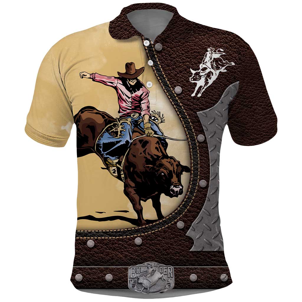 Personalized Name Bull Riding Polo Shirt Cowboy Courage Rodeo