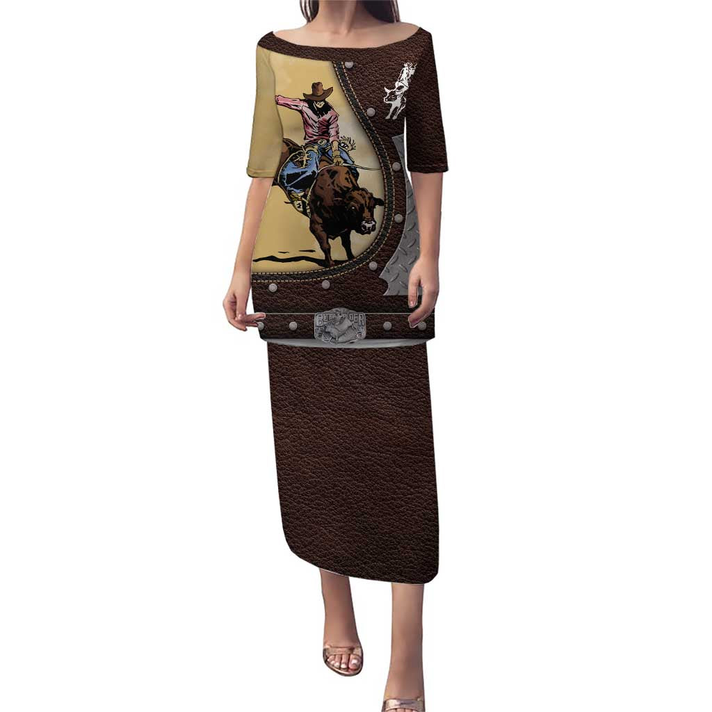 Personalized Name Bull Riding Puletasi Cowboy Courage Rodeo