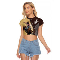 Personalized Name Bull Riding Raglan Cropped T Shirt Cowboy Courage Rodeo