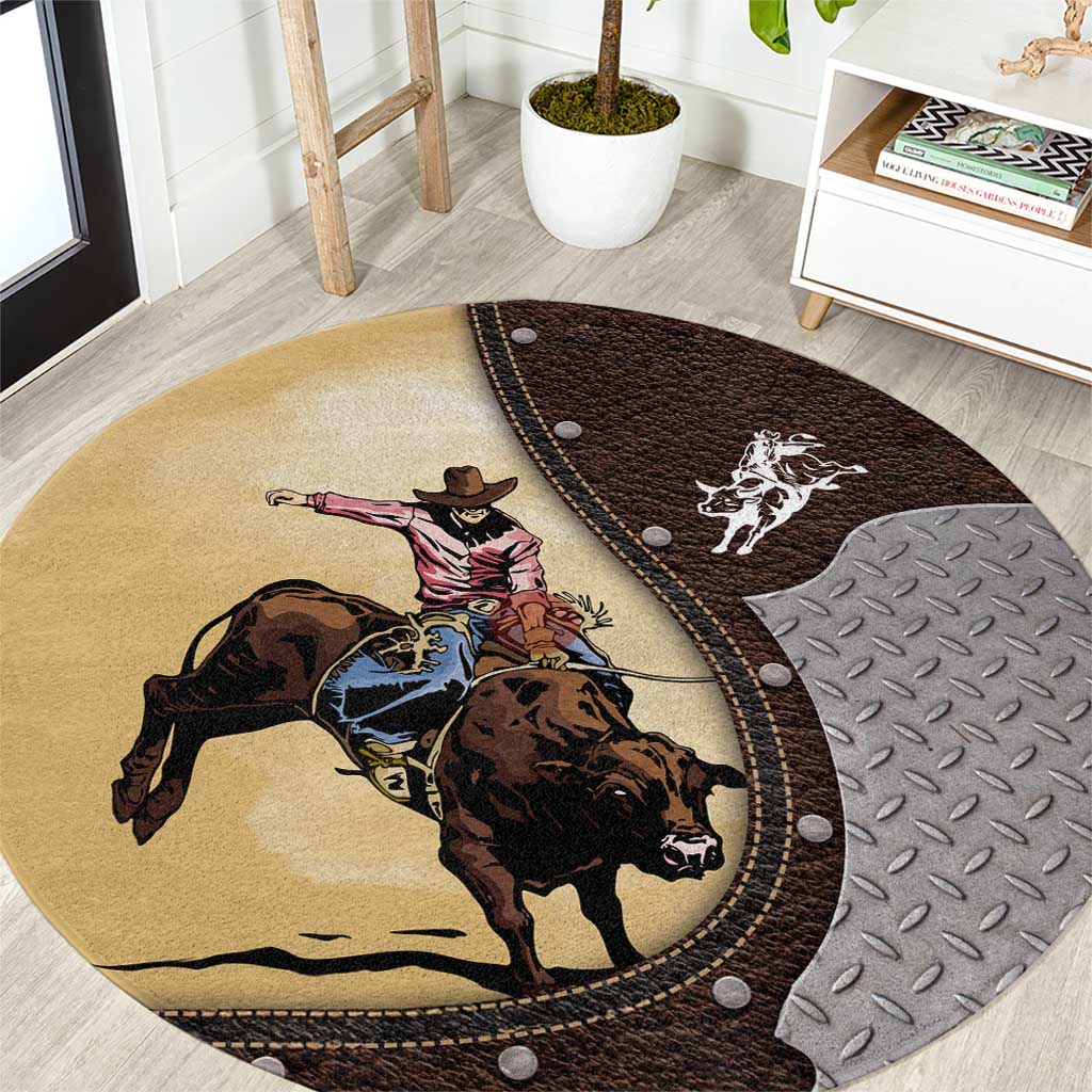 Bull Riding Round Carpet Cowboy Courage Rodeo DT03
