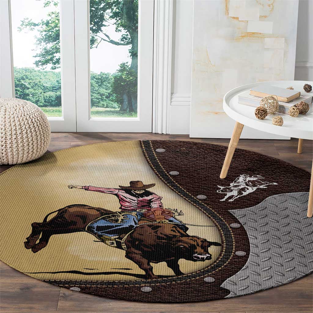 Bull Riding Round Carpet Cowboy Courage Rodeo DT03