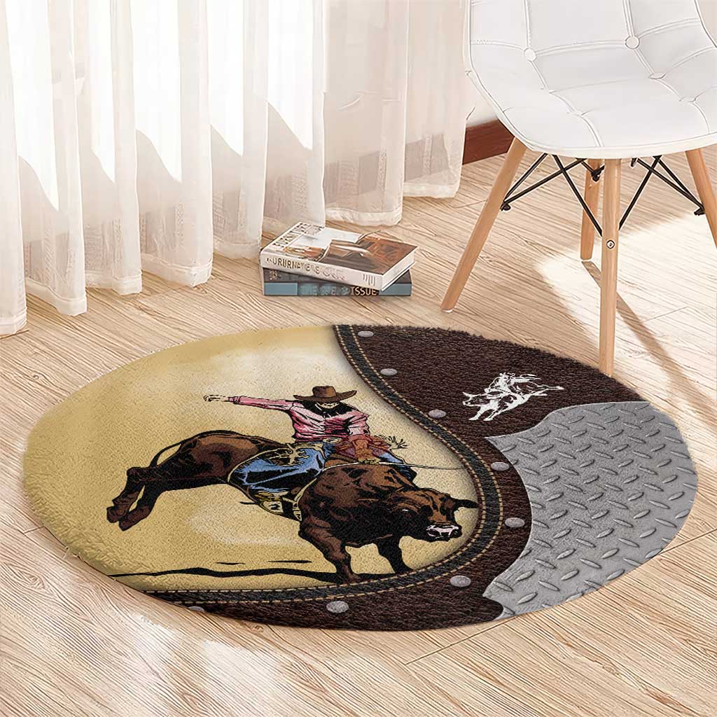 Bull Riding Round Carpet Cowboy Courage Rodeo DT03