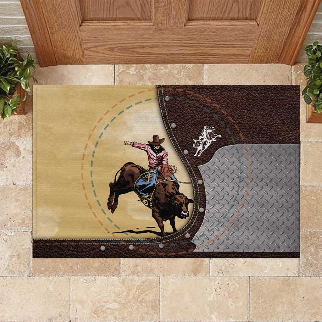 Name Bull Riding Rubber Doormat Cowboy Courage Rodeo