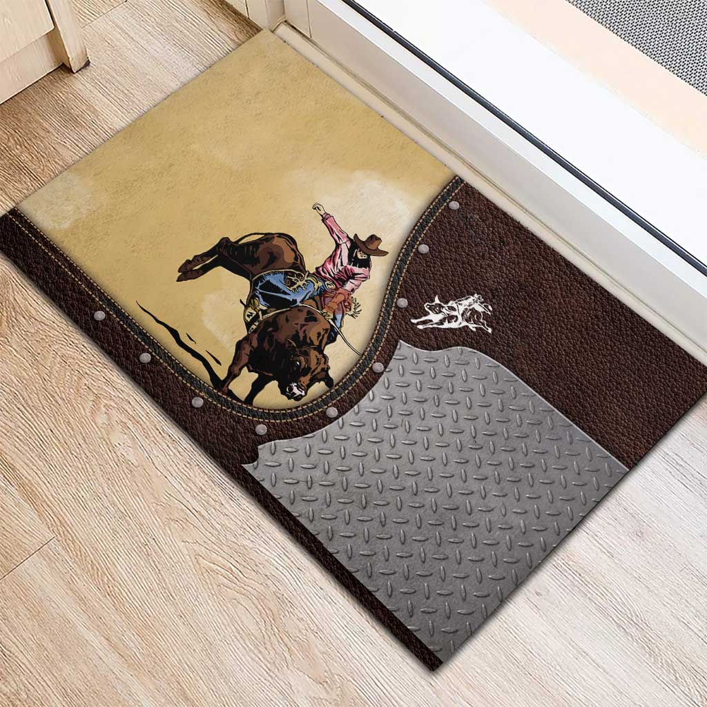 Bull Riding Rubber Doormat Cowboy Courage Rodeo DT03