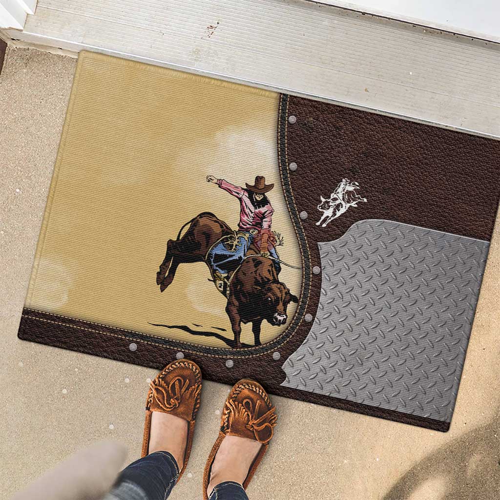 Bull Riding Rubber Doormat Cowboy Courage Rodeo DT03