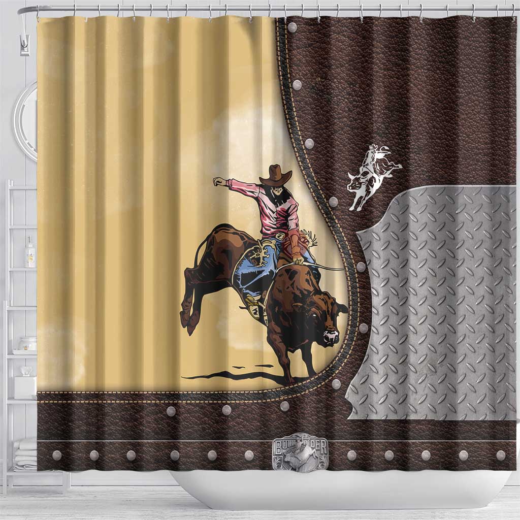 Bull Riding Shower Curtain Cowboy Courage Rodeo DT03