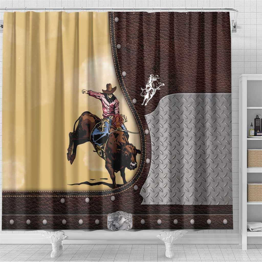 Bull Riding Shower Curtain Cowboy Courage Rodeo DT03