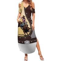 Personalized Name Bull Riding Summer Maxi Dress Cowboy Courage Rodeo