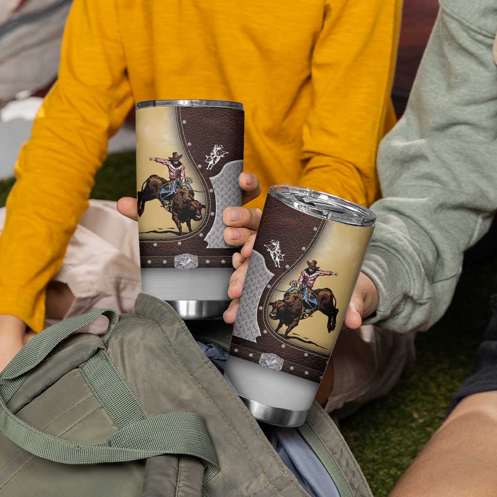 Personalized Name Bull Riding Tumbler Cup Cowboy Courage Rodeo