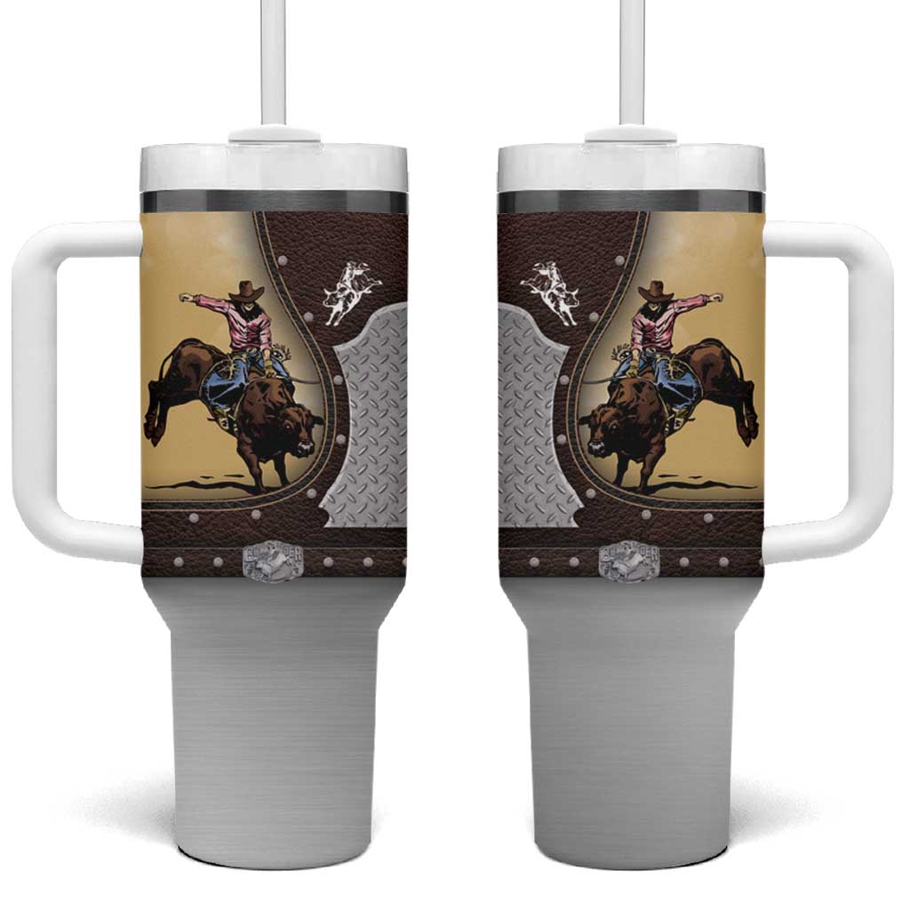 Personalized Name Bull Riding Tumbler With Handle Cowboy Courage Rodeo