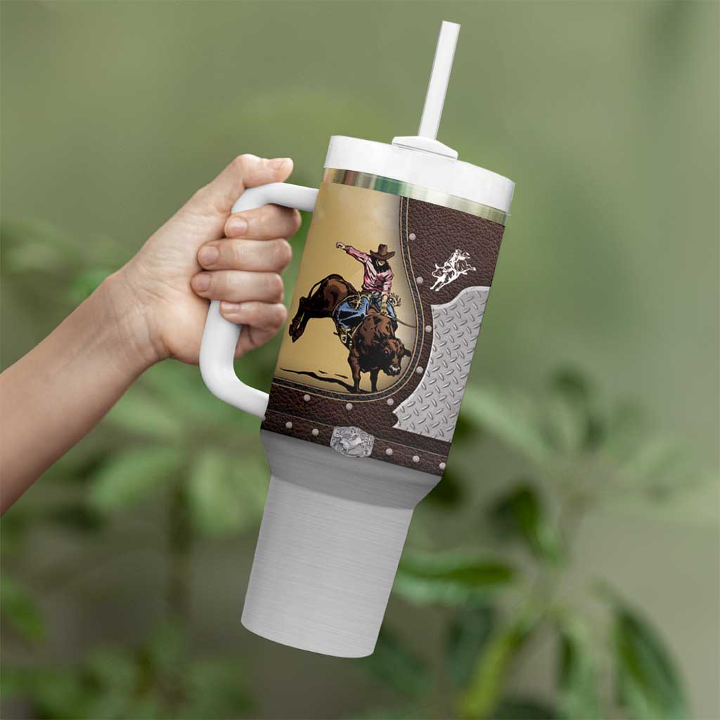 Personalized Name Bull Riding Tumbler With Handle Cowboy Courage Rodeo