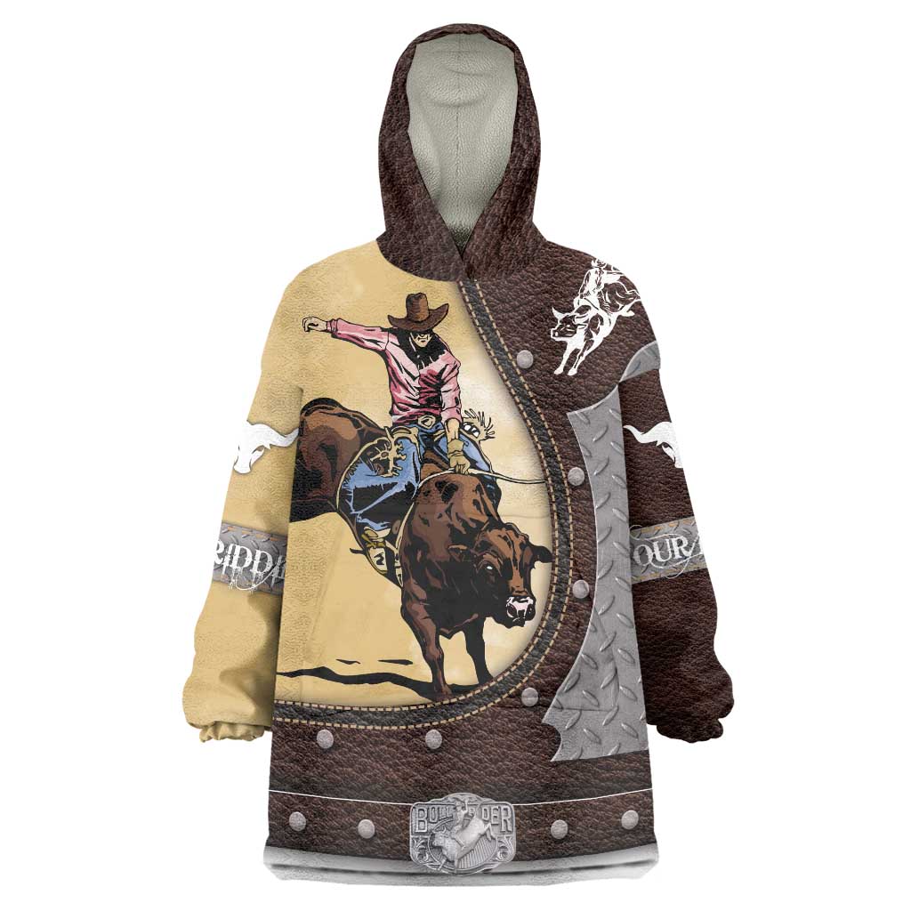 Personalized Name Bull Riding Wearable Blanket Hoodie Cowboy Courage Rodeo - Wonder Print Shop