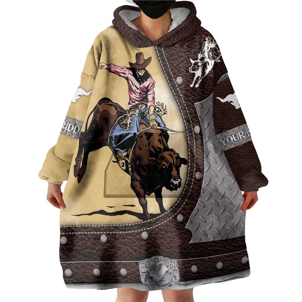 Personalized Name Bull Riding Wearable Blanket Hoodie Cowboy Courage Rodeo - Wonder Print Shop