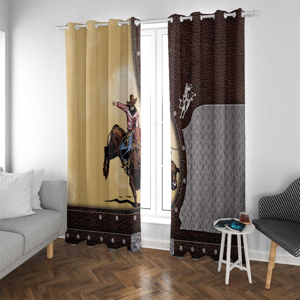 Bull Riding Window Curtain Cowboy Courage Rodeo DT03