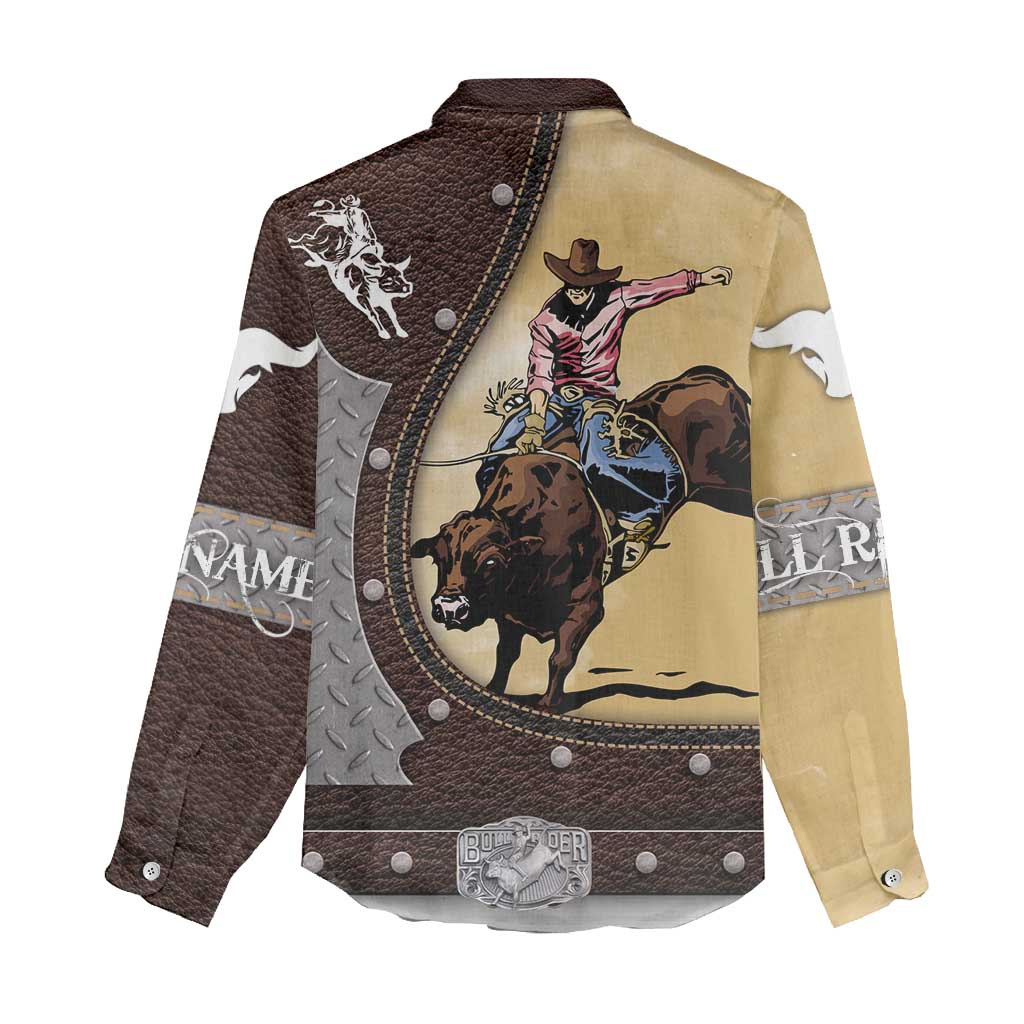 Personalized Name Bull Riding Women Casual Shirt Cowboy Courage Rodeo - Wonder Print Shop