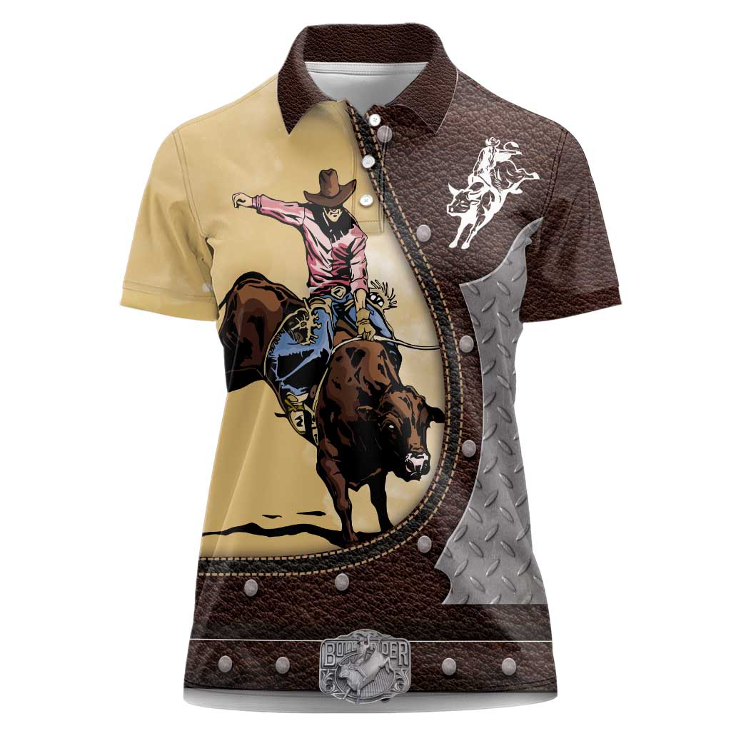 Personalized Name Bull Riding Women Polo Shirt Cowboy Courage Rodeo - Wonder Print Shop