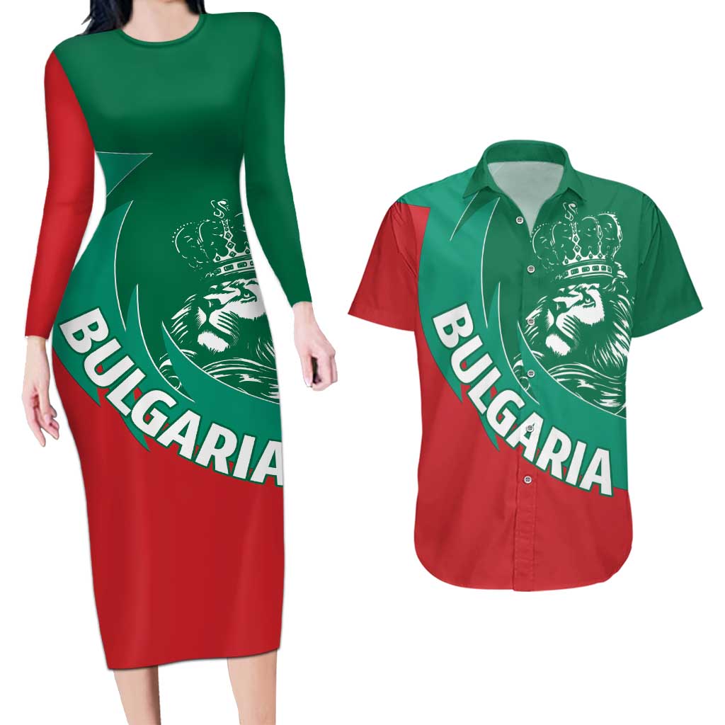 Bulgaria Lion Couples Matching Long Sleeve Bodycon Dress and Hawaiian Shirt Bulgarian Coat Of Arms