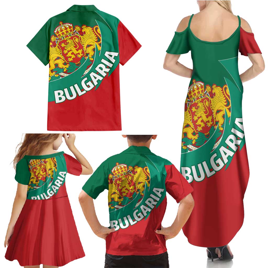 Bulgaria Lion Family Matching Summer Maxi Dress and Hawaiian Shirt Bulgarian Coat Of Arms