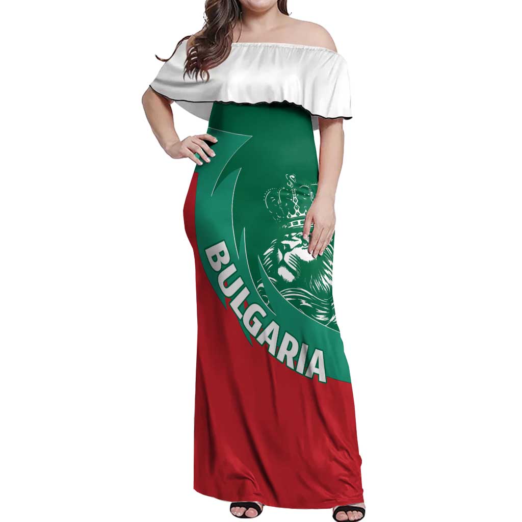 Bulgaria Lion Off Shoulder Maxi Dress Bulgarian Coat Of Arms