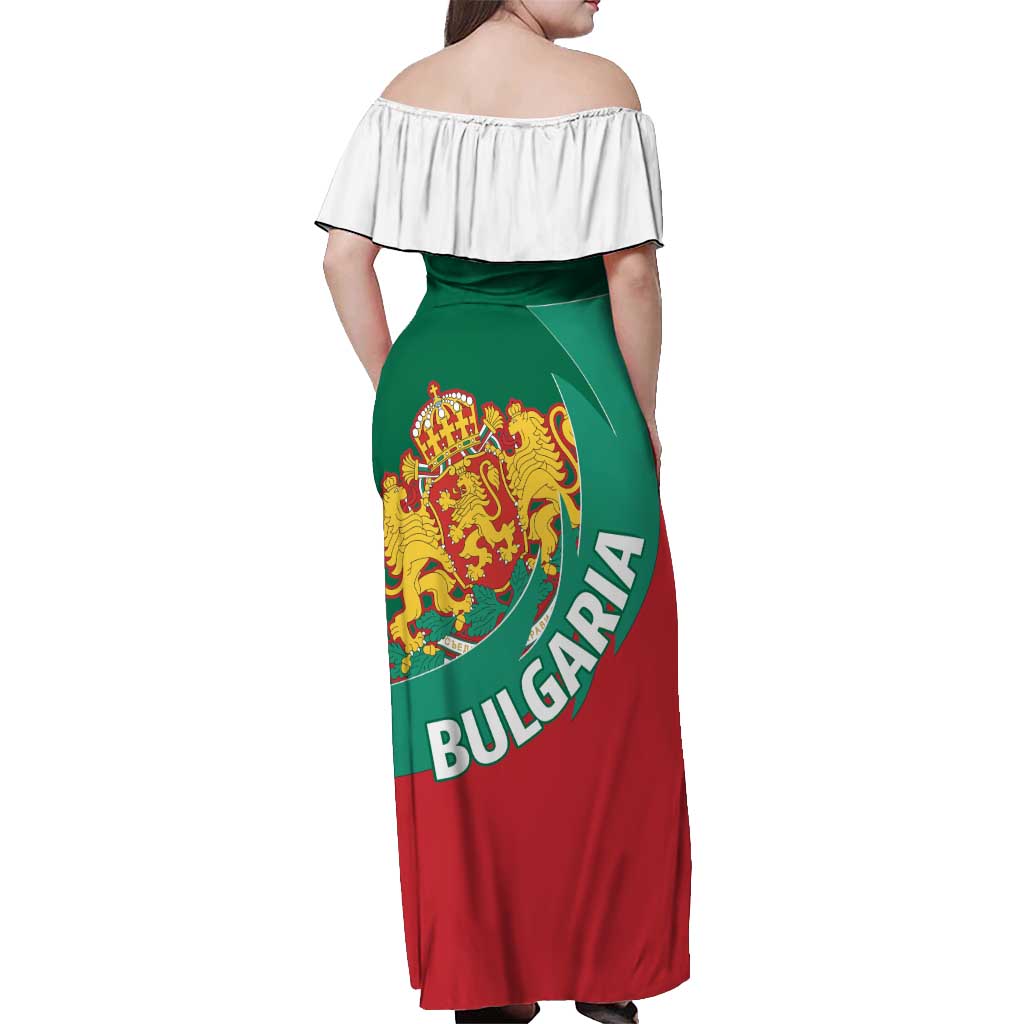 Bulgaria Lion Off Shoulder Maxi Dress Bulgarian Coat Of Arms