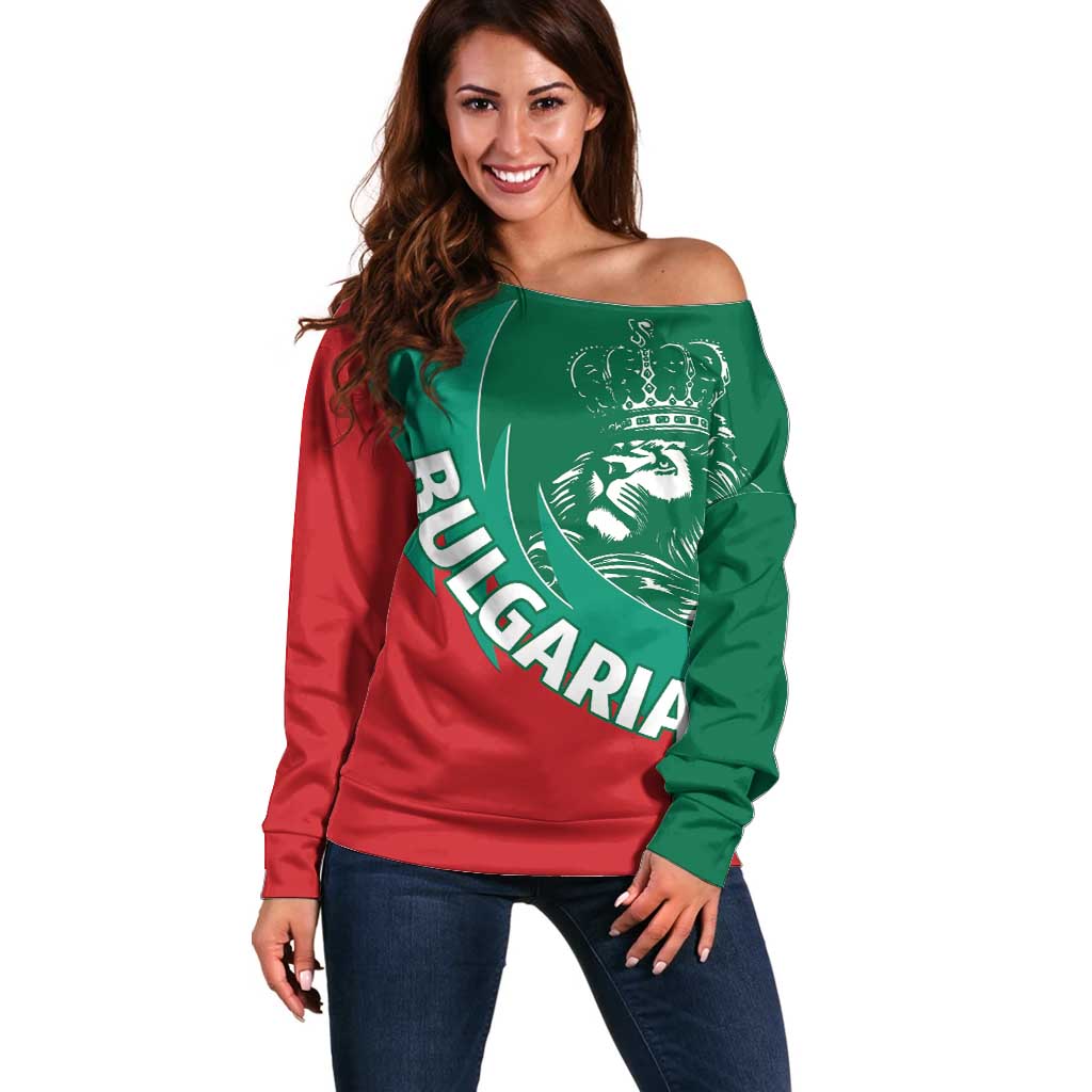 Bulgaria Lion Off Shoulder Sweater Bulgarian Coat Of Arms