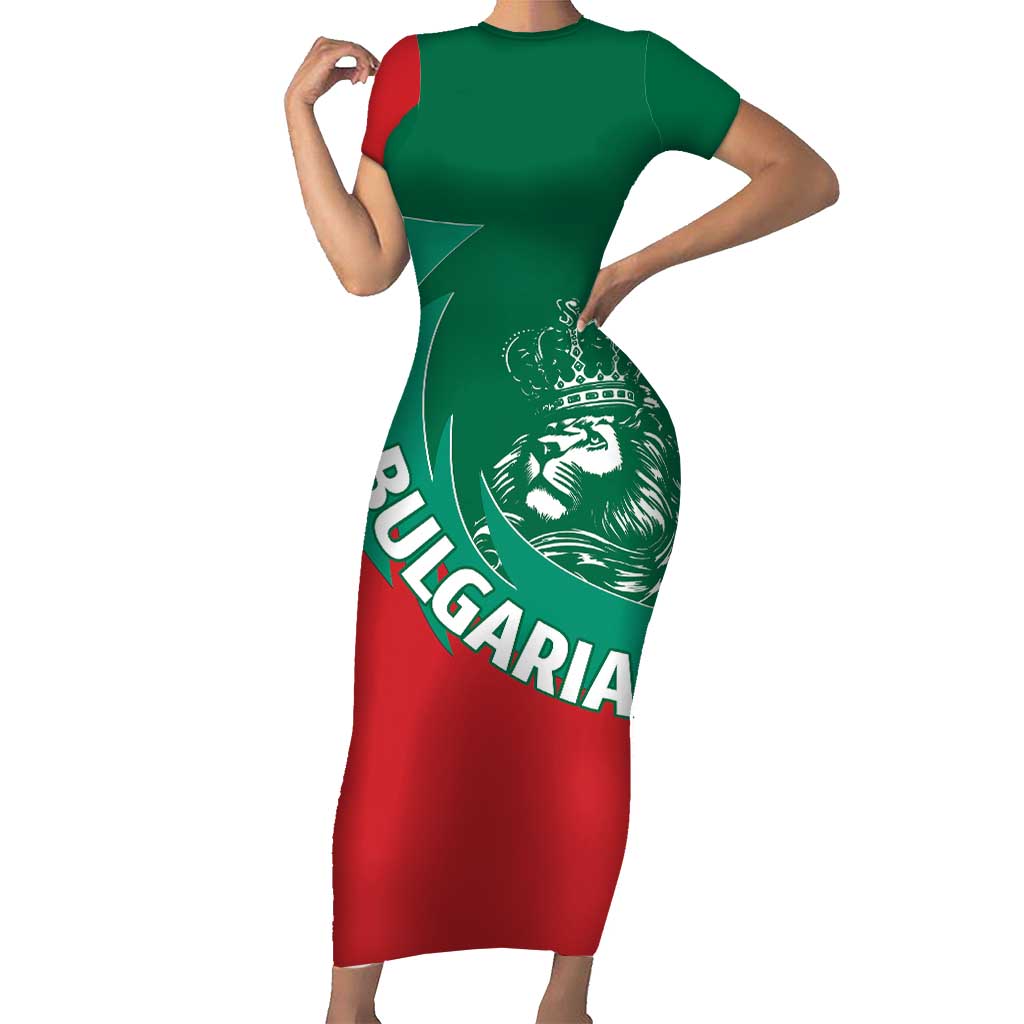 Bulgaria Lion Short Sleeve Bodycon Dress Bulgarian Coat Of Arms