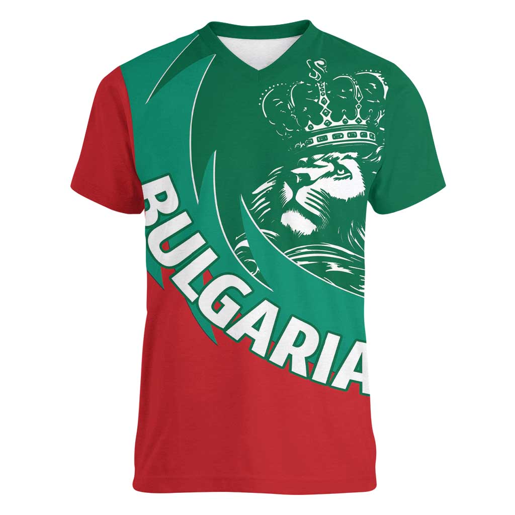Bulgaria Lion Women V-Neck T-Shirt Bulgarian Coat Of Arms - Wonder Print Shop